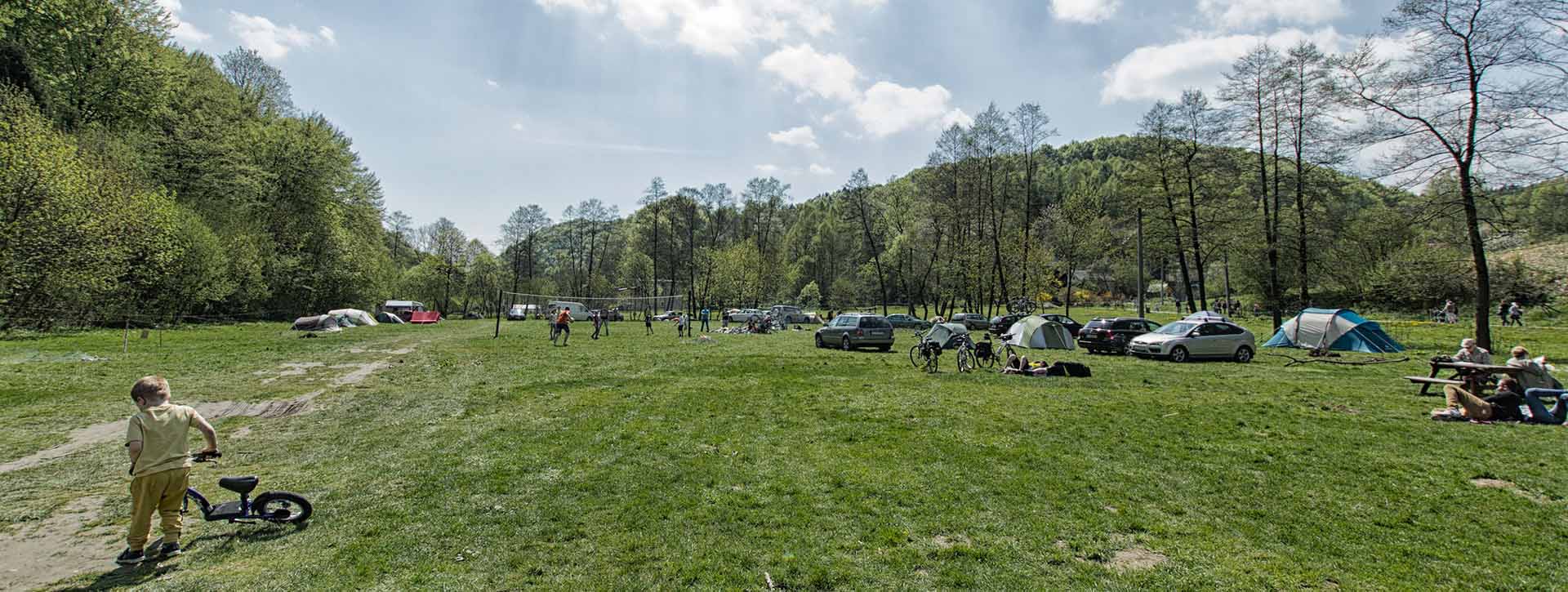 Campground in the Będkowska valley. Campfire, party, corporate event.